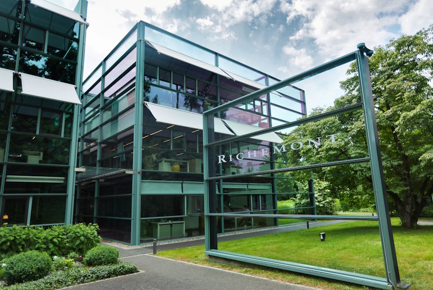 The logo of the luxury goods company Richemont is pictured at its headquarters in Bellevue near Geneva, Switzerland, June 2, 2022.