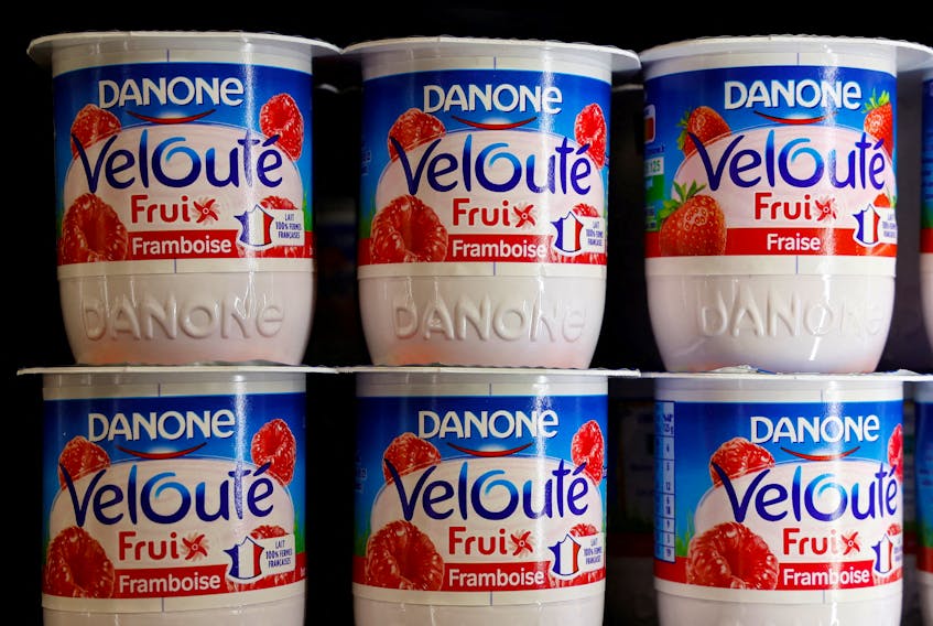 Dairy products of French food group Danone are seen in a supermarket in Nice, France, January 9, 2023.   
