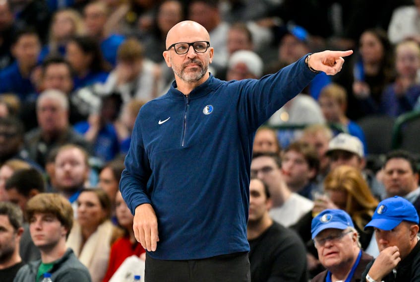 Jan 13, 2024; Dallas, Texas, USA; Dallas Mavericks head coach Jason Kidd during the game between the Dallas Mavericks and the New Orleans Pelicans at the American Airlines Center. Mandatory Credit: Jerome Miron-USA TODAY Sports/File Photo