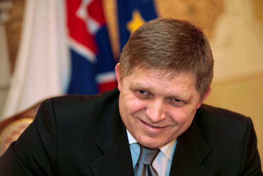 Slovak Prime Minister Robert Fico smiles during an interview with Reuters ahead of Slovakia's June 2010 general election, in Bratislava February 19, 2010.  