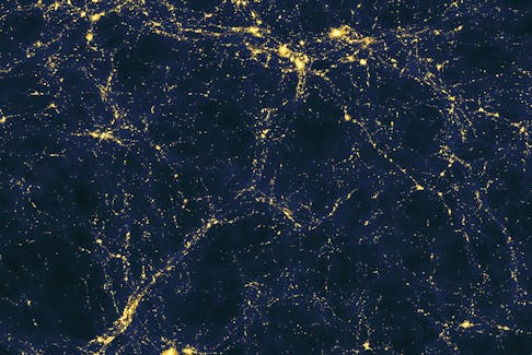 Galaxy filaments, walls and voids form web-like structures.