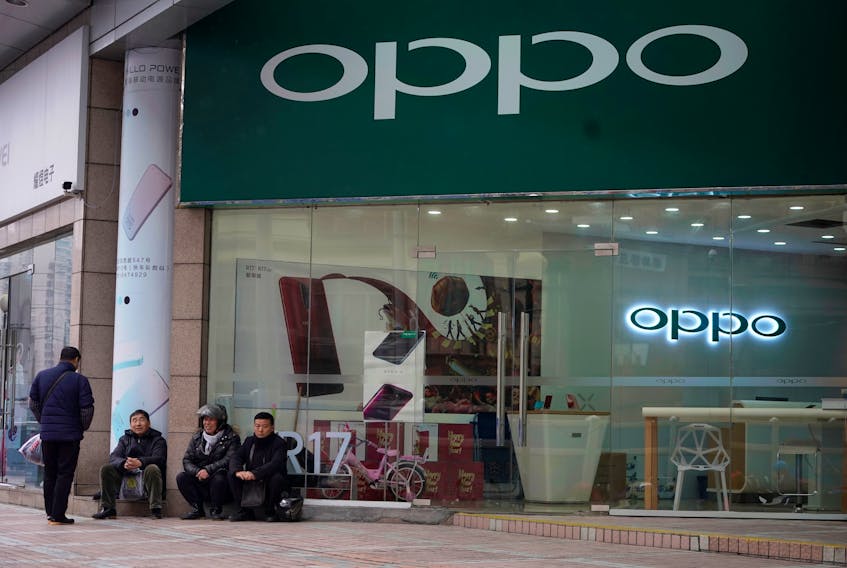 An Oppo logo is seen at a shopping mall in Shanghai, China February 21, 2019.