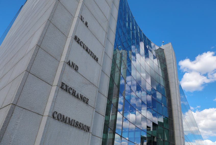 Signage is seen at the headquarters of the U.S. Securities and Exchange Commission (SEC) in Washington, D.C., U.S., May 12, 2021. Picture taken May 12, 2021.