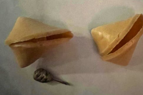 Stratford resident Debbie Bovyer discovered a nail with chewing gum on it inside a fortune cookie on Jan. 18 as part of her Chinese food order. Contributed
