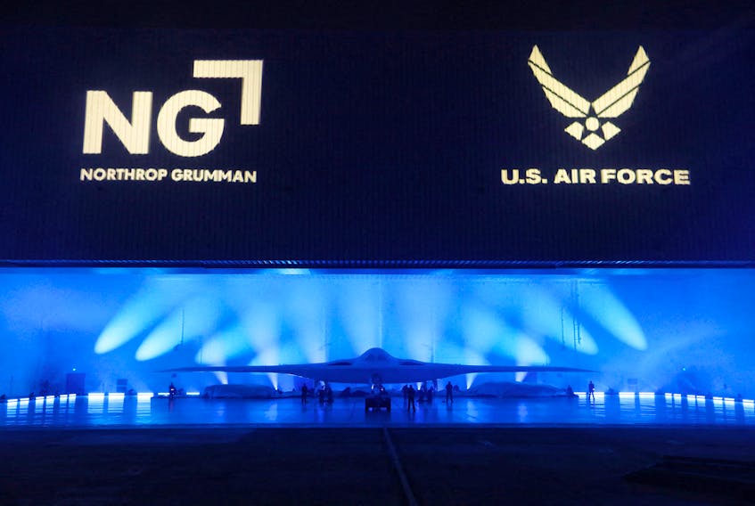 Northrop Grumman unveils the B-21 Raider, a new high-tech stealth bomber developed for the U.S. Air Force, during an event in Palmdale, California, U.S., December 2, 2022. 