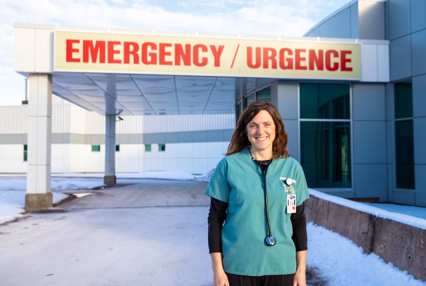 Emergency physician Dr. Nicole Green outside of the Queen Elizabeth Hospital emergency department in Charlottetown. The department will get a new $1.3 million CT scanner later this year thanks to generous donor support. (QEH Foundation photo)
