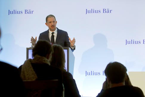 CEO Philipp Rickenbacher of Swiss bank Julius Baer addresses the annual news conference to present the results for 2019 in Zurich, Switzerland February 3, 2020.