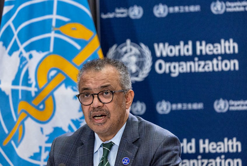 Director-General of the World Health Organisation (WHO) Dr. Tedros Adhanom Ghebreyesus attends an ACANU briefing in Geneva, Switzerland, December 15, 2023.