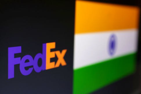 FEDEX logo and Indian flag are seen in this illustration taken, January 4, 2024.