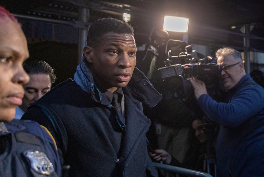Actor Jonathan Majors walks outside the court after the jury found him guilty in his assault and harassment case at Manhattan Criminal Court in New York City, U.S., December 18, 2023.