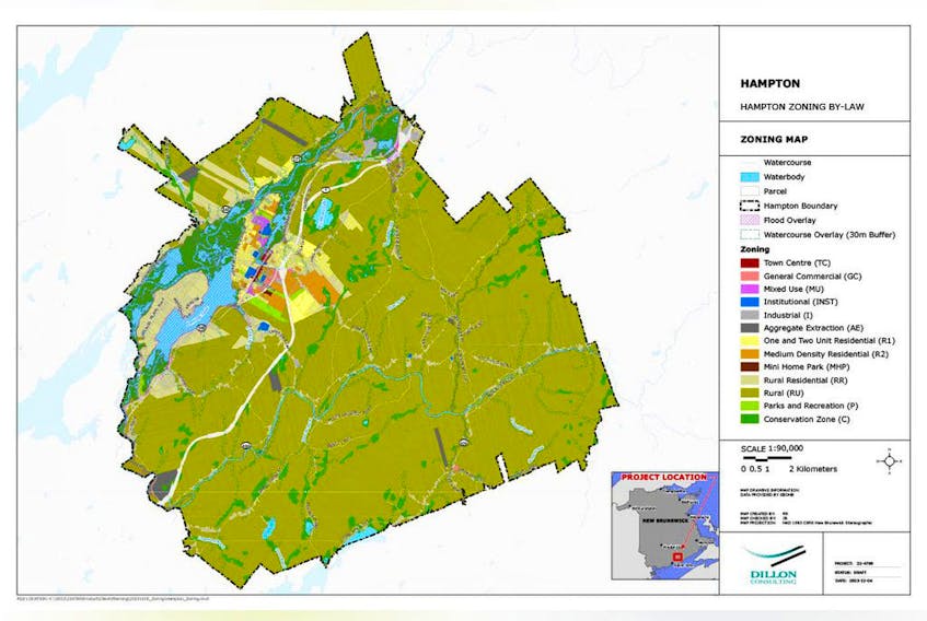The proposed zoning map for Hampton now includes rural areas previously part of four local service districts.