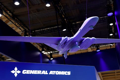 A model MQ-9B manufactured by General Atomics is displayed at the 54th International Paris Airshow at Le Bourget Airport near Paris, France, June 21, 2023.