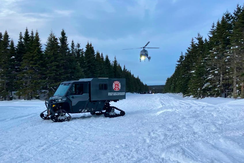 There was a dramatic rescue in the Cape Breton Highlands on Saturday following a snowmobile accident. CONTRIBUTED