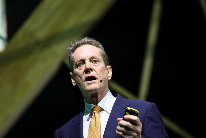 Robert Friedland, founder and co-chair of Ivanhoe Mines, speaks at the Investing in African Mining Indaba 2023 conference in Cape Town, South Africa, February 8, 2023.