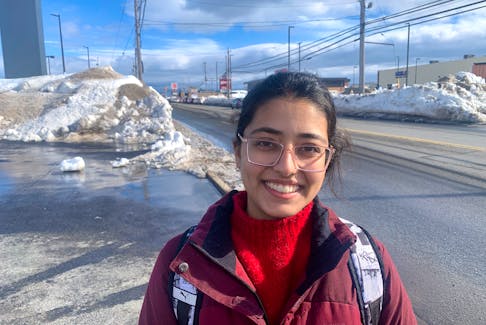 Rupau Sharma and other pedestrians have been forced to walk on roads as the CBRM deals with the aftermath of a record-breaking snowstorm. “It’s quite dangerous — all of the cars that are coming in front of me.” Chris Connors/Cape Breton Post