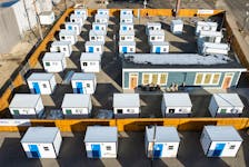 An example of a Pallet shelter village set up in Denver, Colo., containing 30 single-occupancy units. A similar setup is planned to be built in Whitney Pier. CONTRIBUTED/PALLET SHELTERS