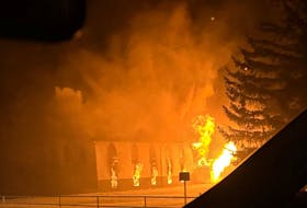 The Beiseker Seventh Day Adventist Church in Alberta in flames just before Christmas. 