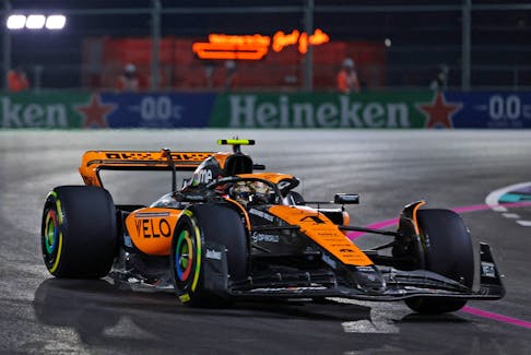 Formula One F1 - Las Vegas Grand Prix - Las Vegas Strip Circuit, Las Vegas, Nevada, U.S - November 17, 2023 McLaren's Lando Norris in action during practice