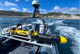 Kraken Robotics mans portable synthetic aperture sonar. Bill Donovan said this is used to retrofit unmanned underwater vehicles to upgrade their existing sonar. - Contributed