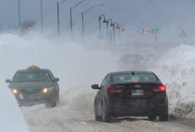 Blowing snow reduced visibility along Ferry Street through Open Hearth Park in Sydney on Thursday. IAN NATHANSON/CAPE BRETON PST