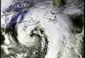 Satellite imagery of the blizzard known as White Juan that brought historic snowfall and high winds on Feb. 18-19, 2004. -Contributed/NOAA