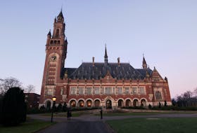 A general view of the International Court of Justice (ICJ) on the day of the trial to hear a request for emergency measures by South Africa, who asked the court to order Israel to stop its military actions in Gaza and to desist from what South Africa says are genocidal acts committed against Palestinians during the war with Hamas in Gaza, in The Hague, Netherlands, January 11, 2024.