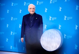 Director Martin Scorsese poses  as he arrives for a press conference ahead of receiving the Honorary Golden Bear Award for Lifetime Achievement at the 74th Berlinale International Film Festival in Berlin, Germany, February 20, 2024.