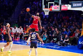 Feb 18, 2024; Indianapolis, Indiana, USA; Western Conference forward LeBron James (23) of the Los Angeles Lakers dunks the ball during the first half of the 73rd NBA All Star game at Gainbridge Fieldhouse. Mandatory Credit: Kyle Terada-USA TODAY Sports/File Photo