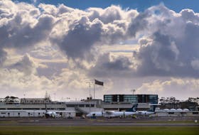 Air New Zealand Bombardier Q300 planes sit near the terminal at Auckland Airport in New Zealand, June 25, 2017. Picture taken June 25, 2017.  
