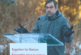Minister of Environment and Climate Change Steven Guilbeault makes as a funding announcement at the Fletcher Wildlife Garden in Ottawa on Feb. 14, 2024. 