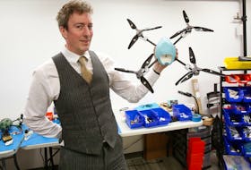 FOR SPURR STORY:
Patrick Edwards-Daugherty, President at Spiri Robotics is seen with one of the company's drones in their Halifax office Wednesday February 21, 2024.

TIM KROCHAK PHOTO