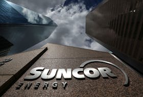The Suncor Energy logo is seen at their head office in Calgary, Alberta, Canada, April 17, 2019.