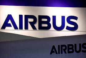 Logos of Airbus are seen at the Milipol Paris, the worldwide exhibition dedicated to homeland security and safety, in Villepinte near Paris, France, November 15, 2023.