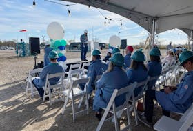 BKV Corp Chief Executive Officer Chris Kalnin speaks to employees at the inauguration of its commercial carbon capture and sequestration project, in Bridgeport, Texas, U.S., December 7, 2023.