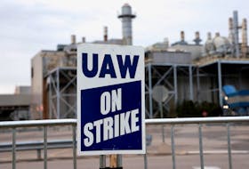 A United Auto Workers On Strike sign is seen outside the Ford Michigan Assembly Plant in Wayne, Michigan U.S.  October 25, 2023.