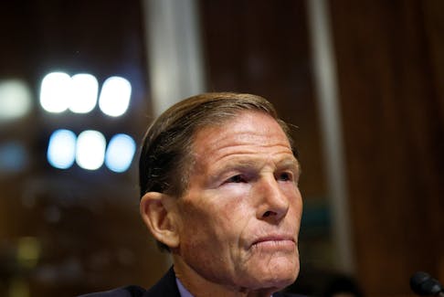 Senator Richard Blumenthal (D-CT) listens to testimony from Julie Rikelman, an abortion rights lawyer who represented the Mississippi clinic at the heart of the U.S. Supreme Court's decision to overturn it's landmark 1973 Roe v. Wade decision, during a Senate Judiciary Committee hearing on her nomination to become a federal appeals court judge for the First Circuit, on Capitol Hill in Washington, U.S., September 21, 2022.