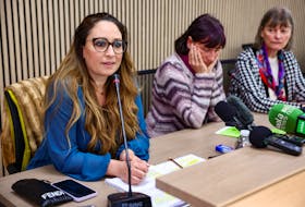 Laura Sgro, lawyer of former religious sisters Gloria Branciani and Mirjam Kovac who say they have endured various kinds of abuse by world-renowned religious artist Father Marko Rupnik, speaks during a press conference in Rome, Italy February 21, 2024.