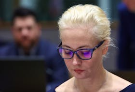 Yulia Navalnaya, the widow of Alexei Navalny, takes part in a meeting of European Union foreign ministers in Brussels, Belgium February 19, 2024.