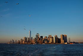 Manhattan skyline is seen during sunset in New York City, New York, U.S. March 29, 2023.
