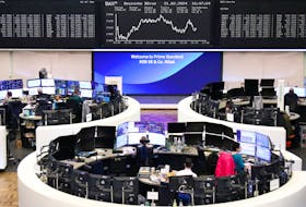 The German share price index DAX graph is pictured at the stock exchange in Frankfurt, Germany, February 21, 2024.