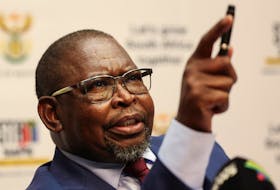 South Africa's Finance Minister Enoch Godongwana speaks at a press conference ahead of his 2024 budget speech in Cape Town, South Africa, February 21, 2024.