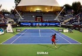 Tennis - WTA 1000 - Dubai Tennis Championships - Dubai Duty Free Tennis Centre, Dubai, United Arab Emirates - February 21, 2024 Coco Gauff of the U.S. in action during her round of 16 match against Czech Republic's Karolina Pliskova
