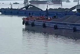 A barge collides with a bridge over a river near Guangzhou, Guangdong, China, February 22, 2024, in this screengrab obtained from a social media video. Video Obtained By Reuters/via REUTERS