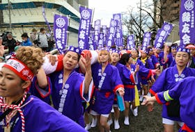 Women take part in a ritual event of naked festival, for the first time in its 1250 years of history, at Owari Okunitama Shrine, also known as Konomiya Shrine, in Inazawa, Aichi Prefecture, central Japan February 22, 2024.