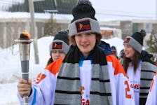 The Town of Gander is hosting the 2024 Newfoundland and Labrador Winter Games starting on Saturday. Earlier this week, the Games’ torch arrived in town in the hands of several torch bearers including host male basketball athlete Jonah Kennedy. Photo courtesy NL Games/Facebook
