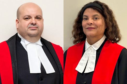 Shane Russell, left, and Ronda van der Hoek have been named associate chief judges of the Nova Scotia provincial court. Van der Hoek has been a judge since 2017, and Russell was appointed to the bench in 2021. - Nova Scotia judiciary