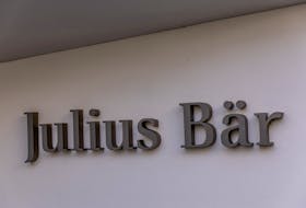 A logo is pictured on the branch of Swiss private bank Julius Baer, after the disclosure of an exposure with the property and retail giant Signa, in Lausanne, Switzerland, November 29, 2023.