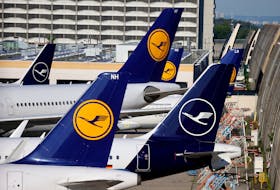 Lufthansa planes are seen parked at Frankfurt Airport, Germany, June 25, 2020.