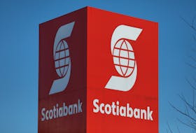 The Bank of Nova Scotia (Scotiabank) logo is seen outside of a branch in Ottawa, Ontario, Canada, February 14, 2019.