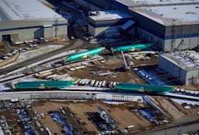 Airplane fuselages bound for Boeing's 737 Max production facility await shipment on rail sidings at their top supplier, Spirit AeroSystems Holdings Inc, in Wichita, Kansas, U.S. December 17, 2019.